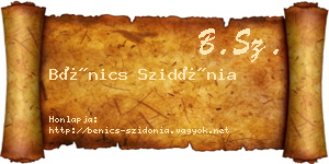 Bénics Szidónia névjegykártya